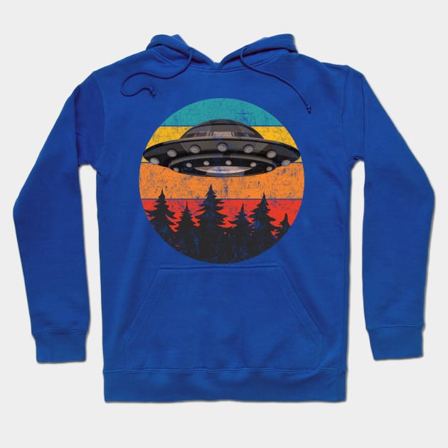 Retro UFO Flying Saucer Hoodie by vladocar